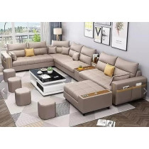 Ripple Furniture Modern U Shaped Leather Luxury Sofa Set
