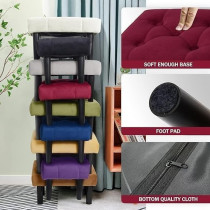 Ripple Furniture Small Footstool Ottoman, Velvet Soft Footrest Ottoman With Wood Legs, Sofa Footrest Extra Seating For Living Room Entryway Office, Red