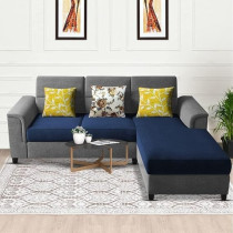 Raj Furniture Elegant 4 Seater L Shape Sofa Set For Living Room, Blue Grey