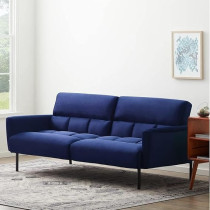 Raj Furniture Three Seater Wooden Sofa Cum Bed For Living Room, Blue