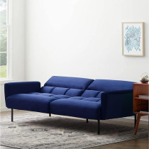 Raj Furniture Three Seater Wooden Sofa Cum Bed For Living Room, Blue