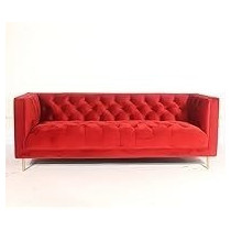 Raj Furniture Opulent Italian Elegance: Luxurious White Velvet 3-Seater Sectional Sofa, Red