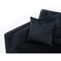 Tita-Dong Velvet Sofa Convertible Sleeper Sofa, Modern Tufted Sofa Bed With 2 Throw Pillow And Gold Plating Base 5 Leg, Adjustable Folding Accent Sofa Couch For Living Room, Black