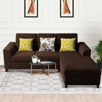 Raj Furniture Elegant 4 Seater L Shape Sofa Set For Living Room, Brown