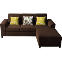 Raj Furniture Elegant 4 Seater L Shape Sofa Set For Living Room, Brown