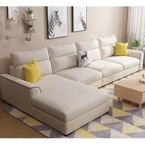 Raj Furniture Lhs 5 Seater L Shape Sofa For Living Room, Beige Fabric