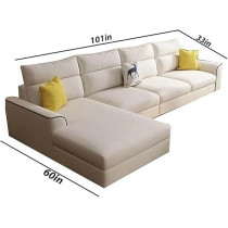 Raj Furniture Lhs 5 Seater L Shape Sofa For Living Room, Beige Fabric