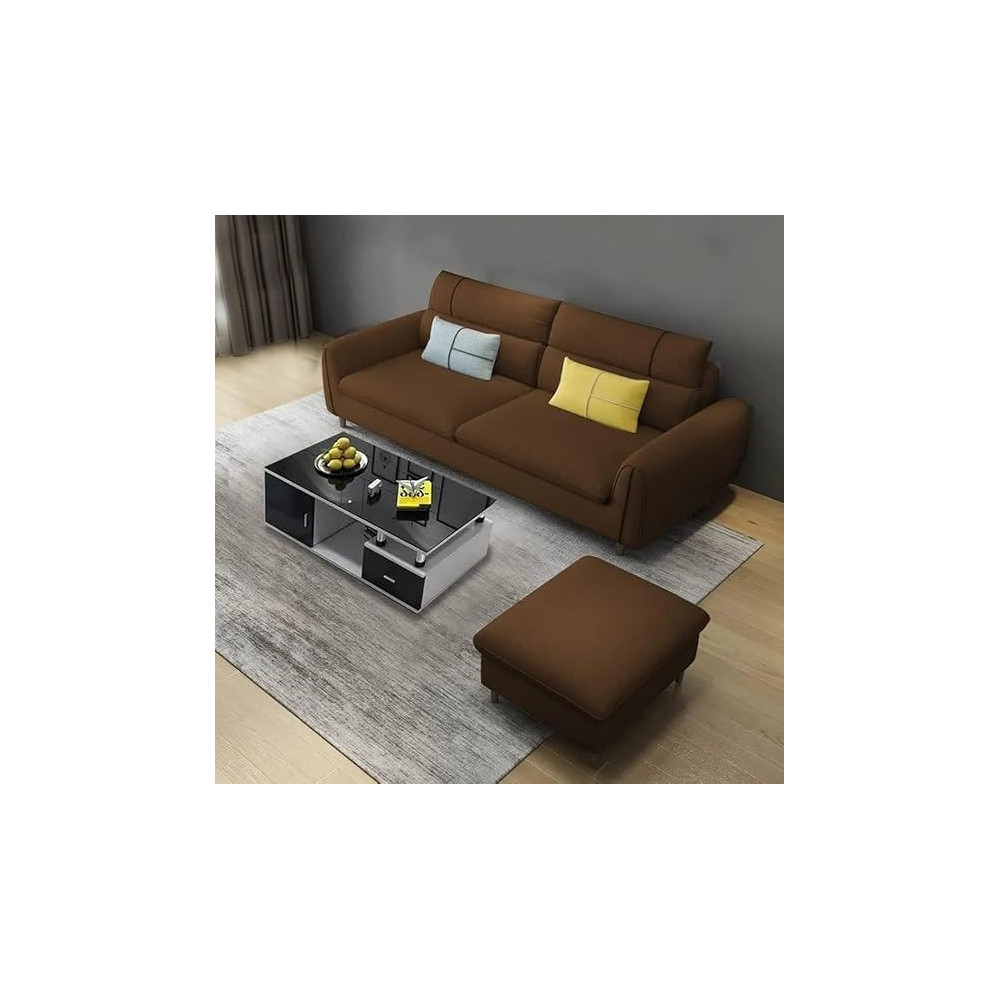 Raj Furniture Francis 3 Seater Sofa For Living Room, Brown Fabric