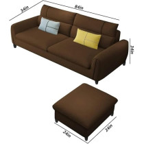 Raj Furniture Francis 3 Seater Sofa For Living Room, Brown Fabric