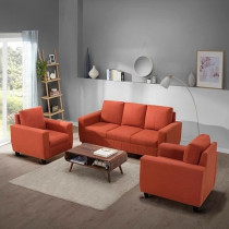 Raj Furniture Modern Fabric Sofa, 3 Plus 1 Plus 1 Seater, Ember Orange