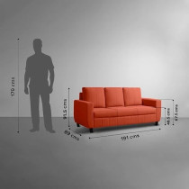 Raj Furniture Modern Fabric Sofa, 3 Plus 1 Plus 1 Seater, Ember Orange