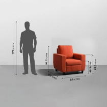 Raj Furniture Modern Fabric Sofa, 3 Plus 1 Plus 1 Seater, Ember Orange
