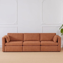 Raj Furniture Ripple Furniture Mordern Designn New Elegant Three-Seater Sofa, Orange