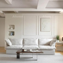 Raj Furniture Minimalist Soft Linen Fabric Sofa, White