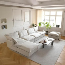 Raj Furniture Minimalist Soft Linen Fabric Sofa, White