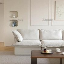 Raj Furniture Minimalist Soft Linen Fabric Sofa, White