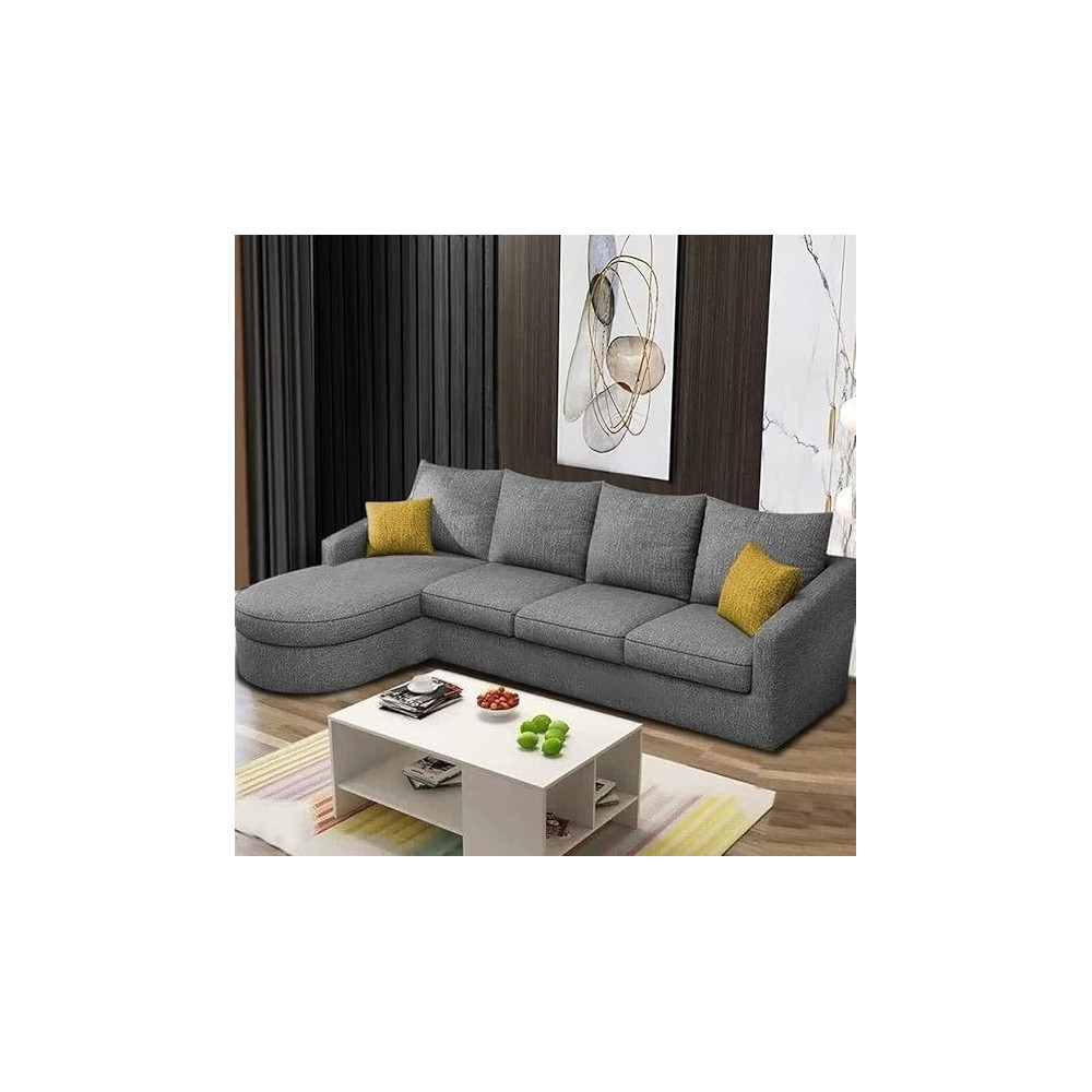 Ripple Furniture Sumptuous Serenity: The Round Lounger L-Shape 6 Seater Sofa Set For Your Living Room (Lhs), Grey