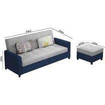 Raj Furniture Luxury 3 Seater Sofa For Living Room In Premium Velvet Fabric, Blue Grey