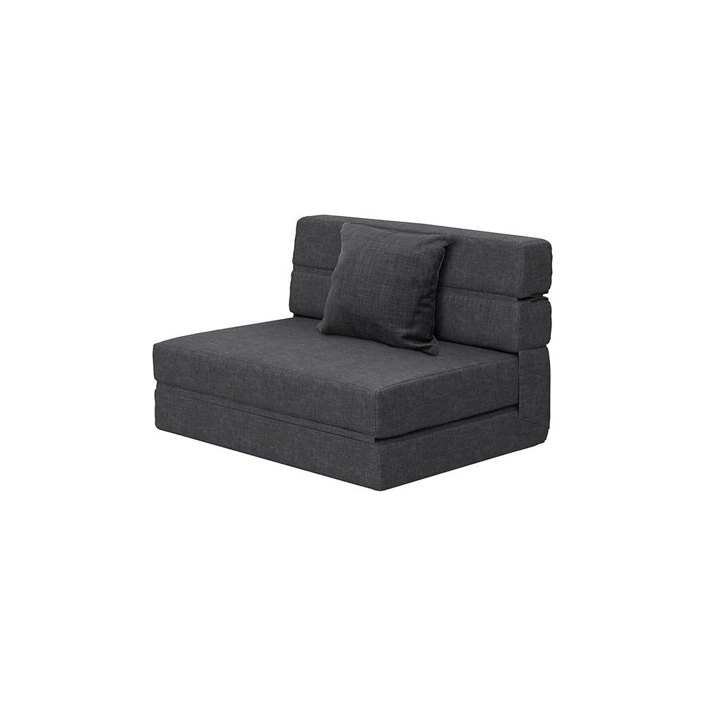 Anoner Fold Sofa Bed Couch Memory Foam With Pillow Futon Sleeper Chair Guest Bed And Fold Out Couch, Washable Cover Twin Size, Dark Gray