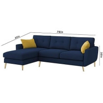 Raj Furniture Royal Azure Elegance 4 Seater L-Shaped Living Room Sofa In Plush Velvet Fabric, Lhs, Blue Fabric