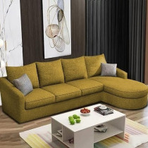Raj Furniture Sumptuous Serenity: The Round Lounger L-Shape 6 Seater Sofa Set For Your Living Room (Rhs), Yellow