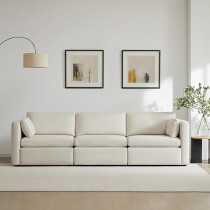 Ripple Furniture Mordern Designn New Elegant Three-Seater Sofa, Beige