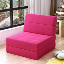 Xinqing-Lazy Sofa Fabric Sofa Lazy Sofa Bed Folding Sofa Bedroom Bay Window Comfortable Tatami Removable And Washable Thick, 150 x 70 x 15Cm, Rose Red
