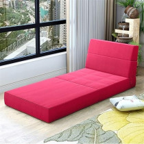 Xinqing-Lazy Sofa Fabric Sofa Lazy Sofa Bed Folding Sofa Bedroom Bay Window Comfortable Tatami Removable And Washable Thick, 150 x 70 x 15Cm, Rose Red