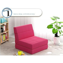 Xinqing-Lazy Sofa Fabric Sofa Lazy Sofa Bed Folding Sofa Bedroom Bay Window Comfortable Tatami Removable And Washable Thick, 150 x 70 x 15Cm, Rose Red