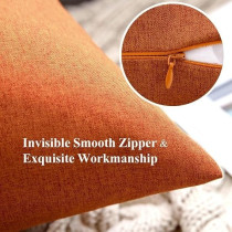 Miulee Pack Of 2 Decorative Outdoor Solid Waterproof Throw Pillow Covers Cotton Linen Garden Farmhouse Cushion Cases For Patio Tent Balcony Couch Sofa, 18 x 18 Inch, Orange