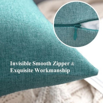 Miulee Pack Of 2 Decorative Outdoor Solid Waterproof Throw Pillow Covers Polyester Linen Garden Farmhouse Cushion Cases For Patio Tent Balcony Couch Sofa, 12 x 20 Inch, Turquoise