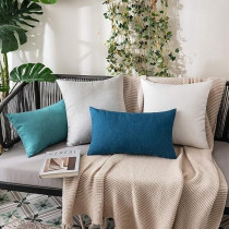 Miulee Pack Of 2 Decorative Outdoor Solid Waterproof Throw Pillow Covers Polyester Linen Garden Farmhouse Cushion Cases For Patio Tent Balcony Couch Sofa, 12 x 20 Inch, Turquoise