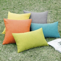 Miulee Pack Of 2 Decorative Outdoor Solid Waterproof Throw Pillow Covers Polyester Linen Garden Farmhouse Cushion Cases For Patio Tent Balcony Couch Sofa, 12 x 20 Inch, Turquoise