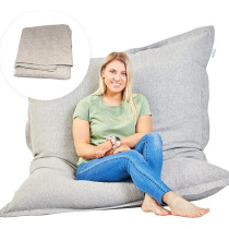Room And Bloom Bag Only, No Filling New Model Super Bean Bags, 6Ft x 4.5Ft, Beautiful Faux Linen Fabric Giant Bean Bag Chair For Adults For Kids For The Whole Family Large Chairs Bags Big, Large Xl, Grey