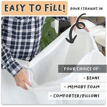 Room And Bloom Bag Only, No Filling New Model Super Bean Bags, 6Ft x 4.5Ft, Beautiful Faux Linen Fabric Giant Bean Bag Chair For Adults For Kids For The Whole Family Large Chairs Bags Big, Large Xl, Grey