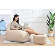 Albiva Lazy Sofa Solid Color Chair Cover Beanbag Sofas Without Filler Small Round Lazy Beanbag Sofa Cover Waterproof Stuffed Storage Toy Bean Bag, Dark Grey