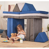 Jela Kids Couch Extended Size 8Pcs For Family, Floor Sofa Couch Modular Funiture For Kids Adults, Playhouse Play Set For Toddlers Babies, Modular Foam Play Couch Indoor, 66 x 33 x 22 Inch, Navy Blue