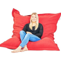 Room And Bloom Bag Only, No Filling New Model Super Bean Bags, 6Ft x 4.5Ft, Beautiful Faux Linen Fabric Giant Bean Bag Chair For Adults For Kids For The Whole Family Large Chairs Bags Big, Large Xl, Red