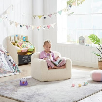 Ulax Furniture Kids Armchair Toddler Couch Baby Sofa Chair With Sherpa Fabric For Boys And Girls, Beige