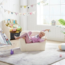 Ulax Furniture Kids Armchair Toddler Couch Baby Sofa Chair With Sherpa Fabric For Boys And Girls, Beige