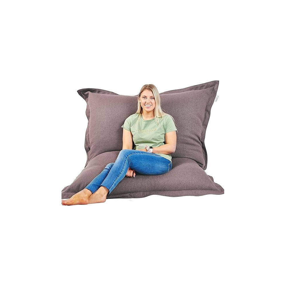 Room And Bloom Bag Only, No Filling New Model Super Bean Bags, 6Ft x 4.5Ft, Beautiful Faux Linen Fabric Giant Bean Bag Chair For Adults For Kids For The Whole Family Large Chairs Bags Big, Large Xl, Grey/Purple