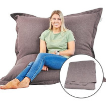 Room And Bloom Bag Only, No Filling New Model Super Bean Bags, 6Ft x 4.5Ft, Beautiful Faux Linen Fabric Giant Bean Bag Chair For Adults For Kids For The Whole Family Large Chairs Bags Big, Large Xl, Grey/Purple
