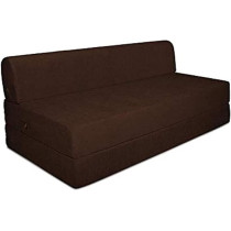 Raj Furniture Fold Out Sofa Bed Zen, Two Seater Foam Sofa. Upholstered Folding Bed, Sofa Cum Bed, Sleeper Chair, Foldable Bed, Studio Couch, Guest Bed, Bed Size 90 x 190 x 20 Cm, Brown