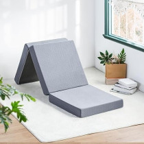 Olee Sleep Tri-Folding Memory Foam Topper, 4 Inch, Gray, Single Size, Play Mat, Foldable Bed, Guest Beds, Portable Bed