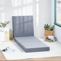 Olee Sleep Tri-Folding Memory Foam Topper, 4 Inch, Gray, Single Size, Play Mat, Foldable Bed, Guest Beds, Portable Bed