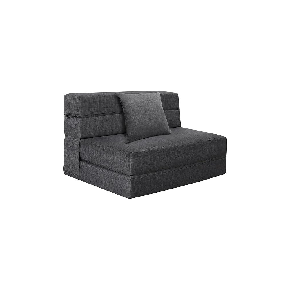 Nigoone Convertible Sleeper Chair Bed With Pillow Memory Foam Fold Sofa Bed Couch Futon Lazy For Living Room/Home Office/Guest Beds/Apartment/Upstairs Loft, Twin Size, Dark Gray