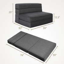 Nigoone Convertible Sleeper Chair Bed With Pillow Memory Foam Fold Sofa Bed Couch Futon Lazy For Living Room/Home Office/Guest Beds/Apartment/Upstairs Loft, Twin Size, Dark Gray