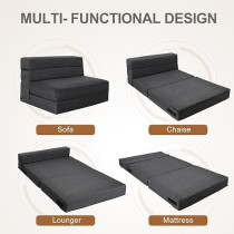 Nigoone Convertible Sleeper Chair Bed With Pillow Memory Foam Fold Sofa Bed Couch Futon Lazy For Living Room/Home Office/Guest Beds/Apartment/Upstairs Loft, Twin Size, Dark Gray