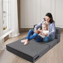 Nigoone Convertible Sleeper Chair Bed With Pillow Memory Foam Fold Sofa Bed Couch Futon Lazy For Living Room/Home Office/Guest Beds/Apartment/Upstairs Loft, Twin Size, Dark Gray