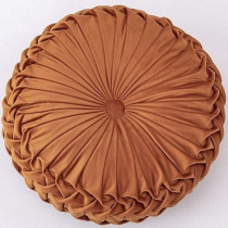 Melag Chair Seat Pads 6Pack Velvet Round Throw Pillow Handmade Round Pleated Floor Pillow Filled Cushions‚ Pumpkin Chair Cushion Couch Floor Filled Cushion For Home Sofa Chair Bed Car Decor, Diameter 38 x 10Cm, Orange